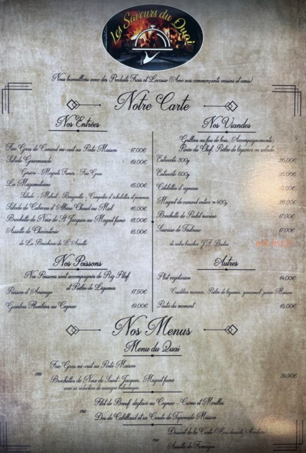 Les Saveurs du Quai — carte page 1