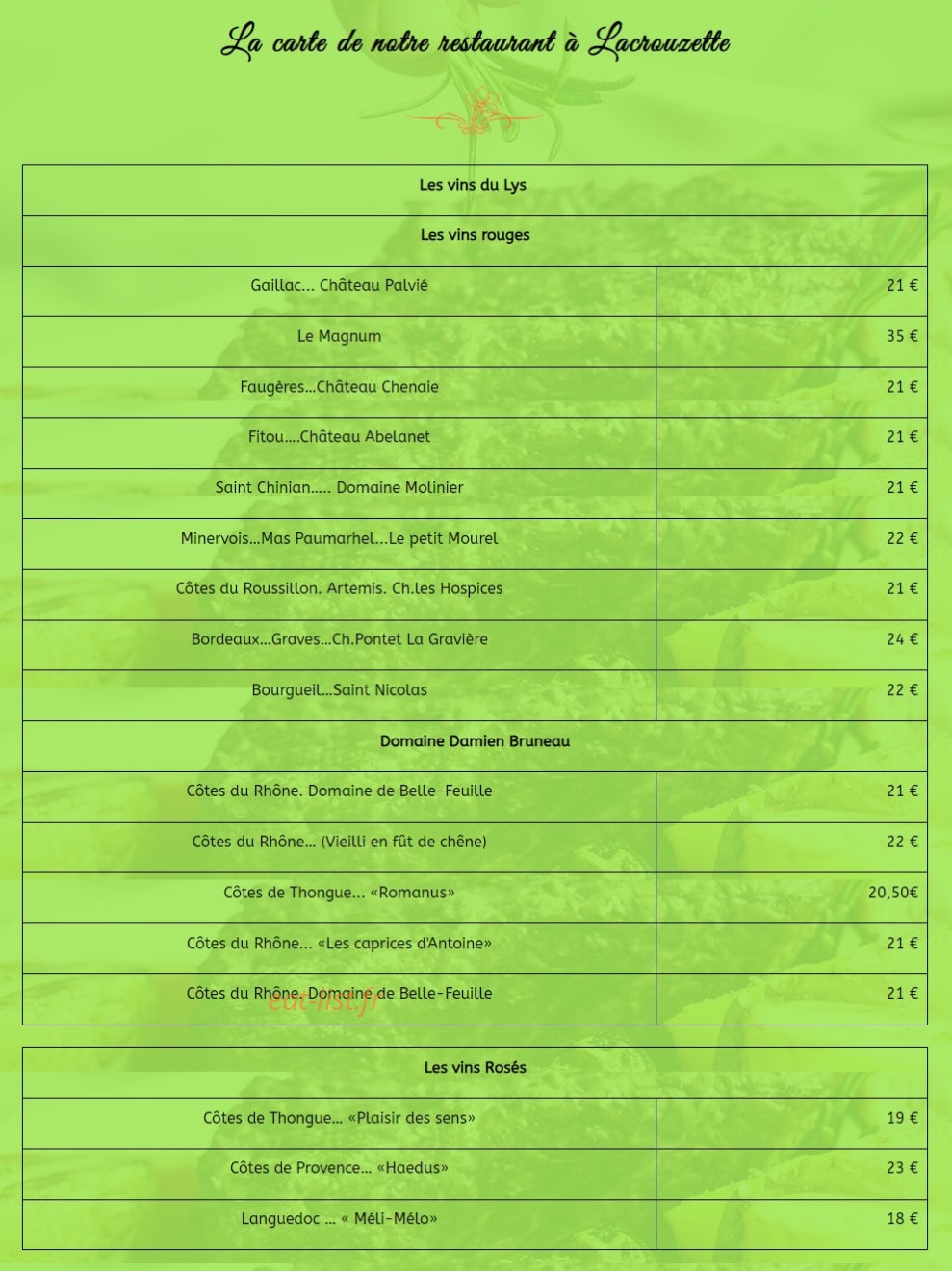 Le Lys — carte page 1