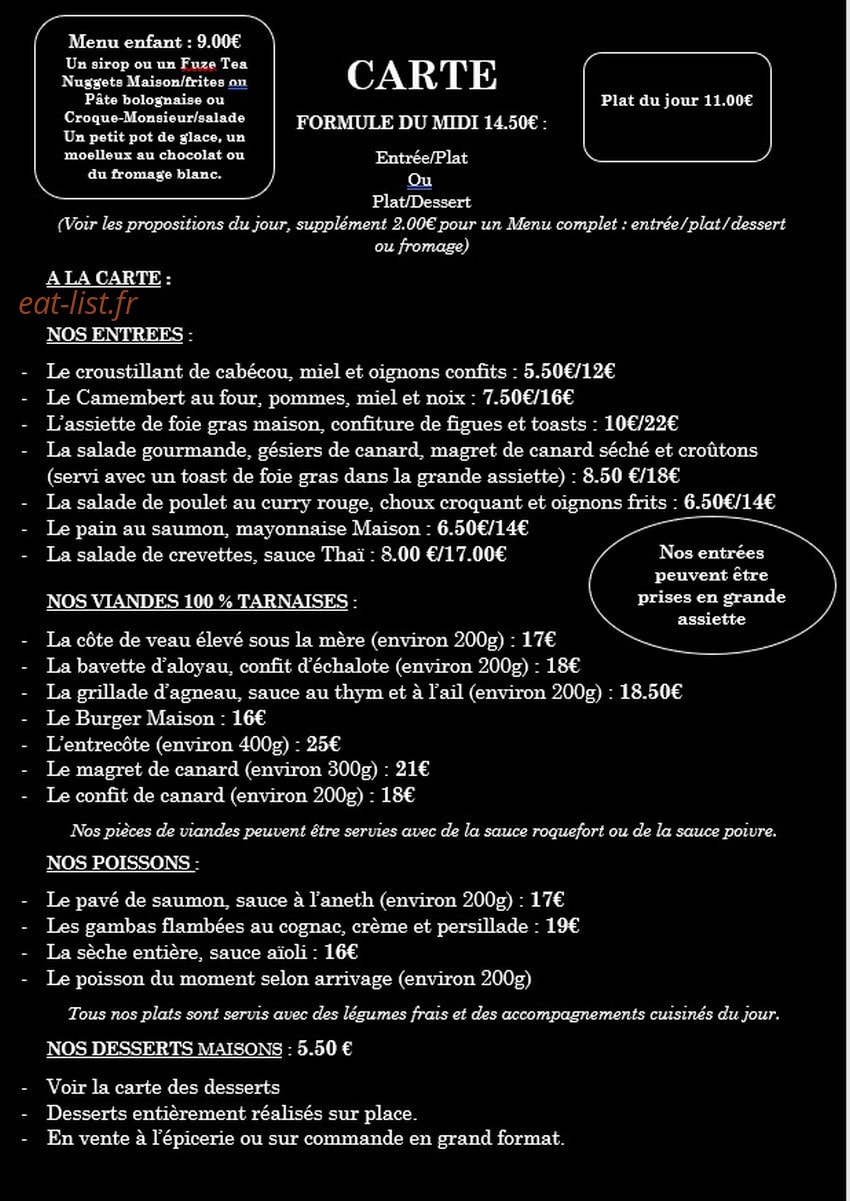 La table de Servies — carte page 1