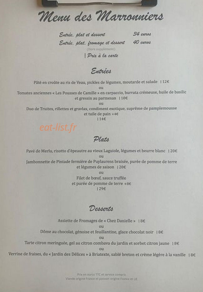 Les Marronniers — carte page 1