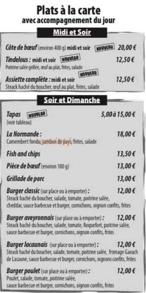 Brasserie du Globe — carte page 1