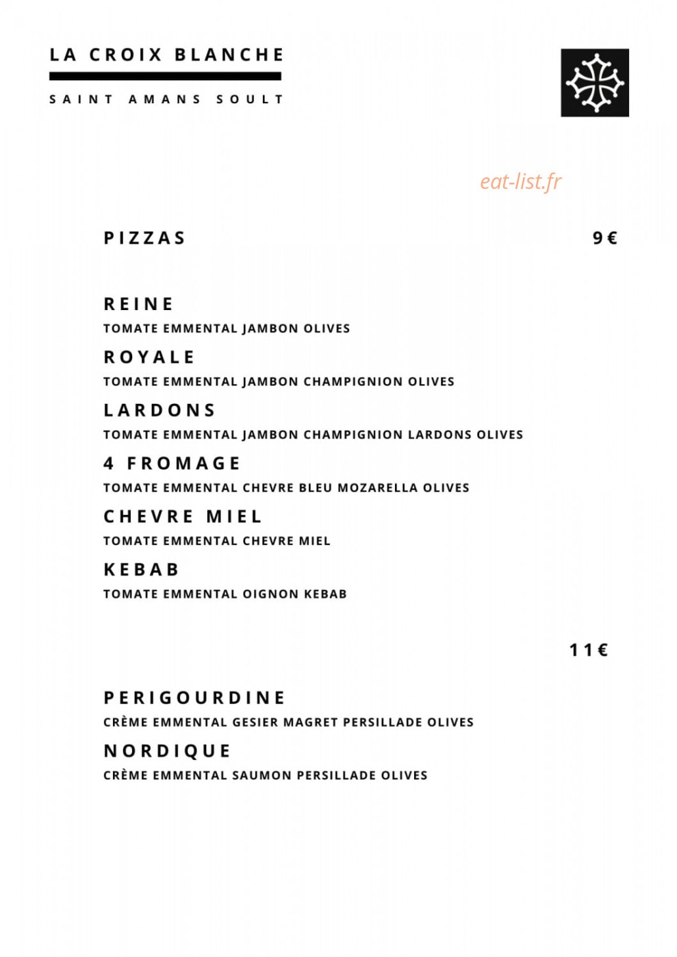 La Croix Blanche — carte page 2