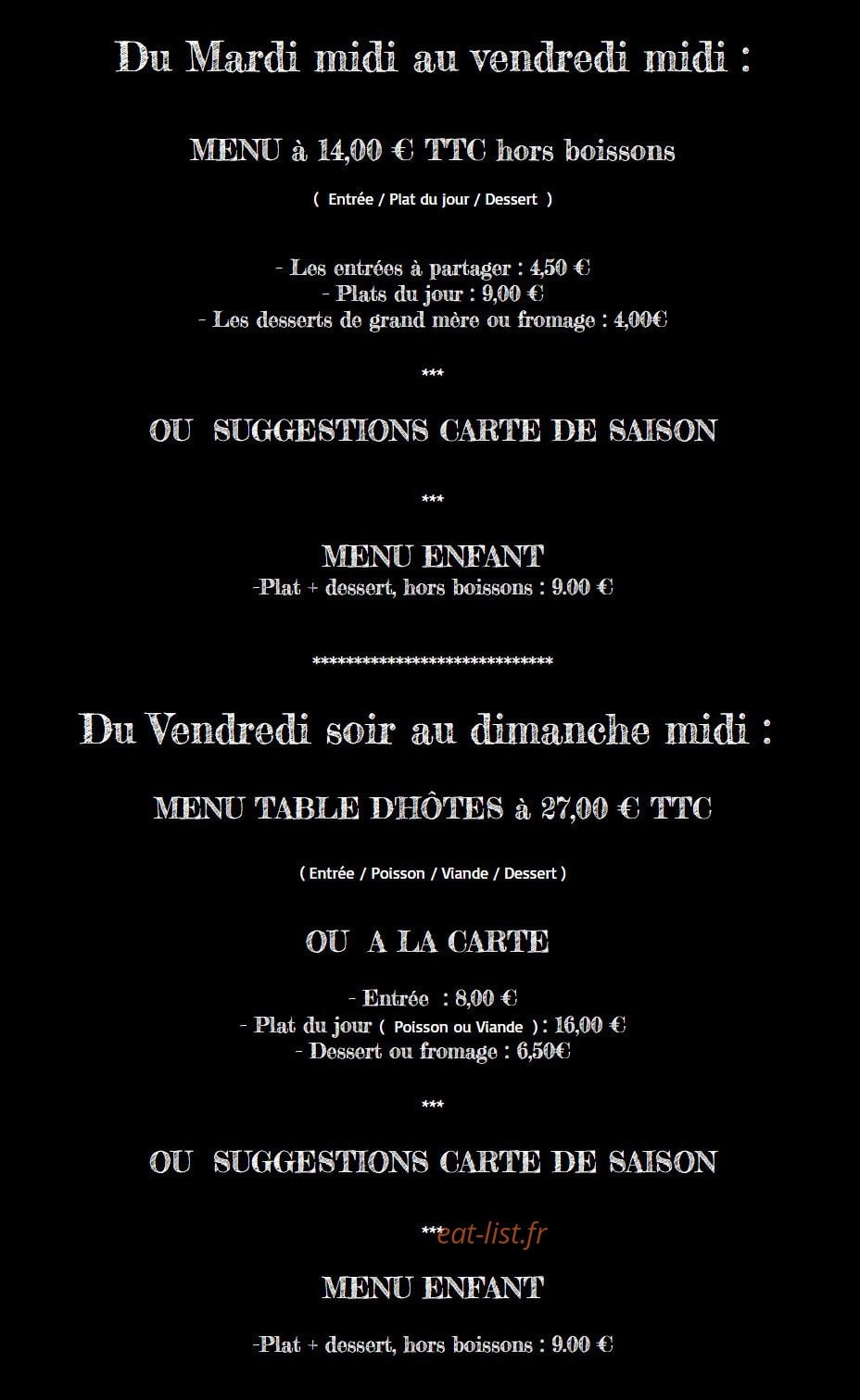 Le Café de Paris — carte page 1