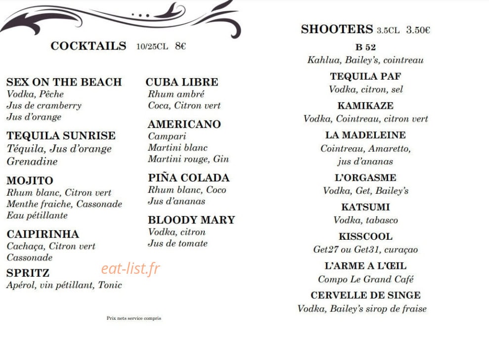 Le Grand Café — carte page 3