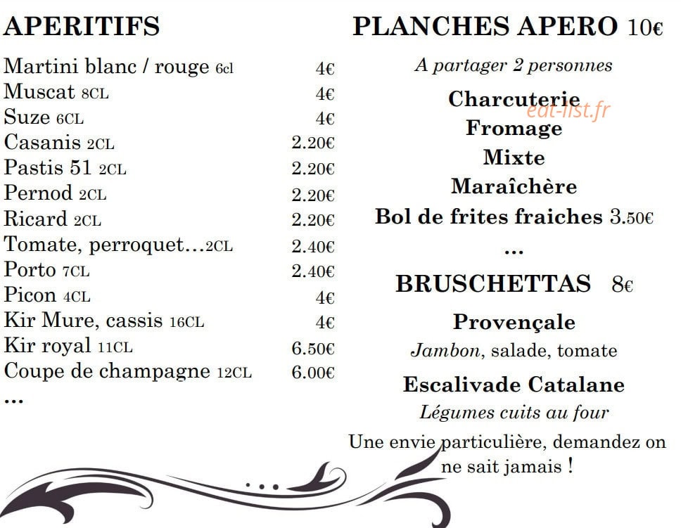 Le Grand Café — carte page 1