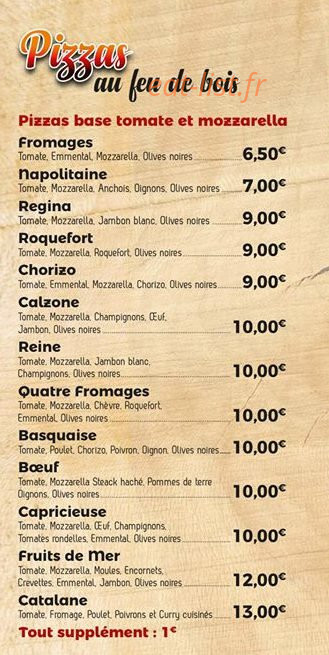 Pizzeria du Sidobre — carte page 2