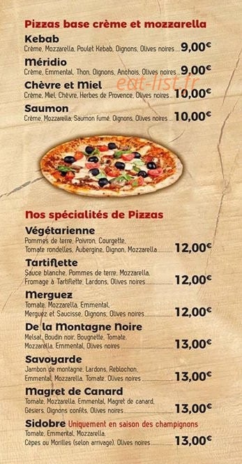 Pizzeria du Sidobre — carte page 3