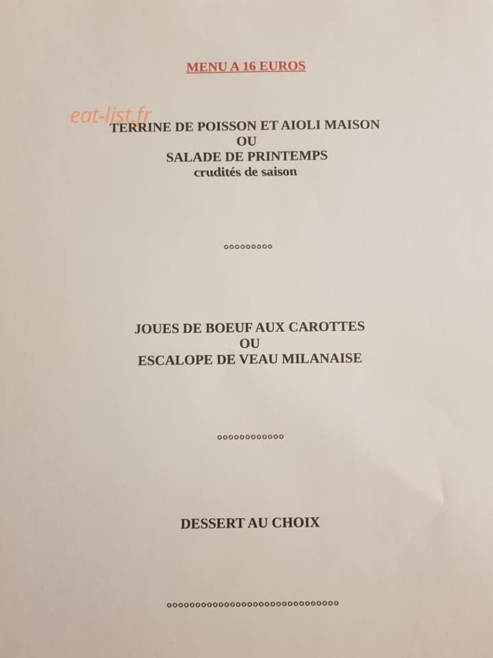 Restaurant du Vieux Brassac — carte page 1