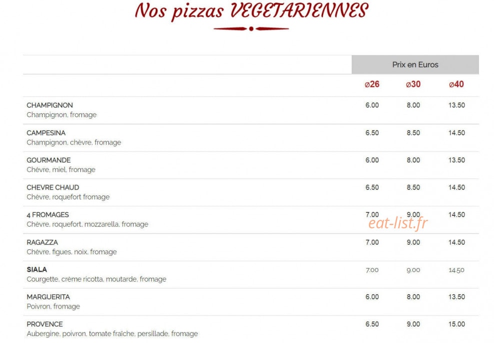 La Boite A Pizza — carte page 4