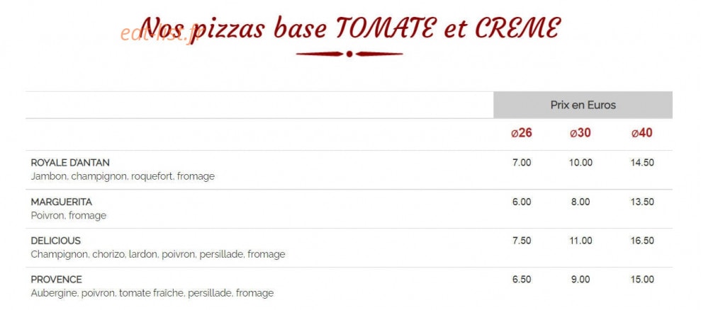 La Boite A Pizza — carte page 3