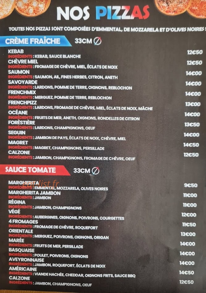 French Meal — carte page 2