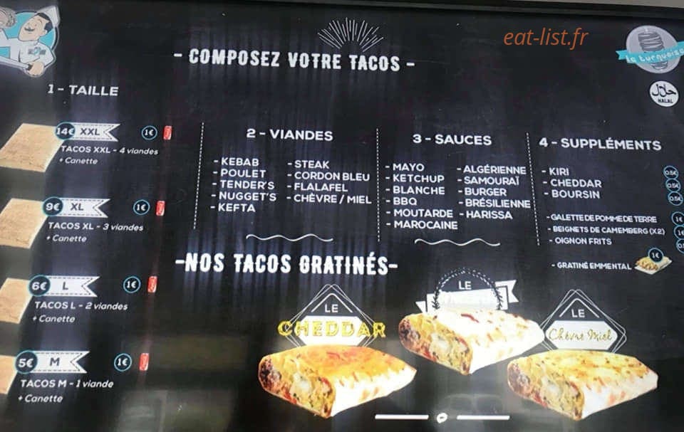Kebab Tacos le Turquoise — carte page 2