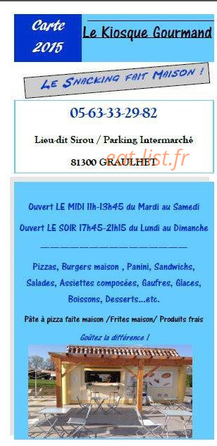 Le Kiosque Gourmand — carte page 1