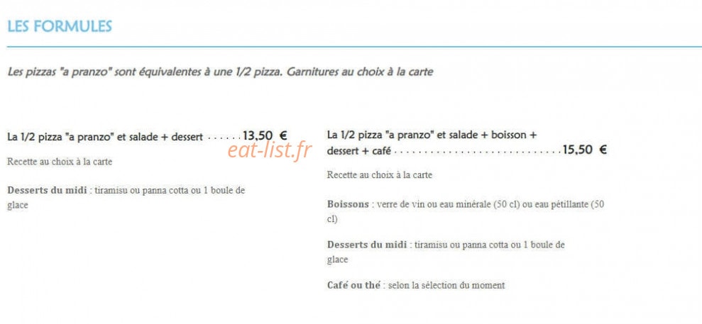 Au 29 Pizzéria — carte page 5