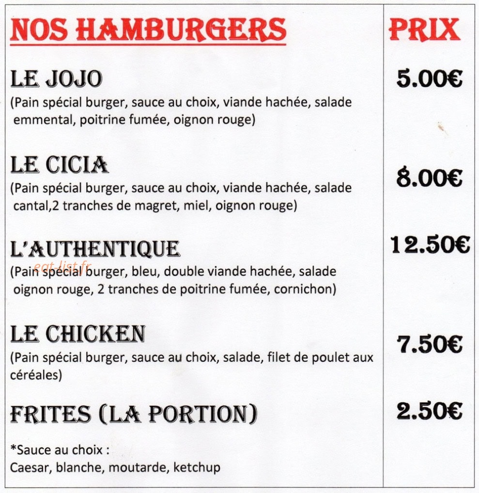 Chez Cicia"/ Restaurant "La Grange" — carte page 2