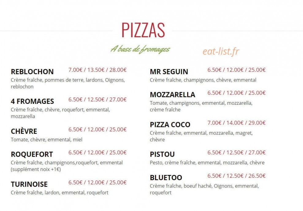 Pizza Gaeta — carte page 4