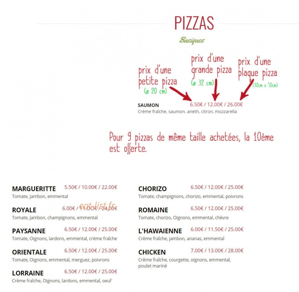 Pizza Gaeta — carte page 1