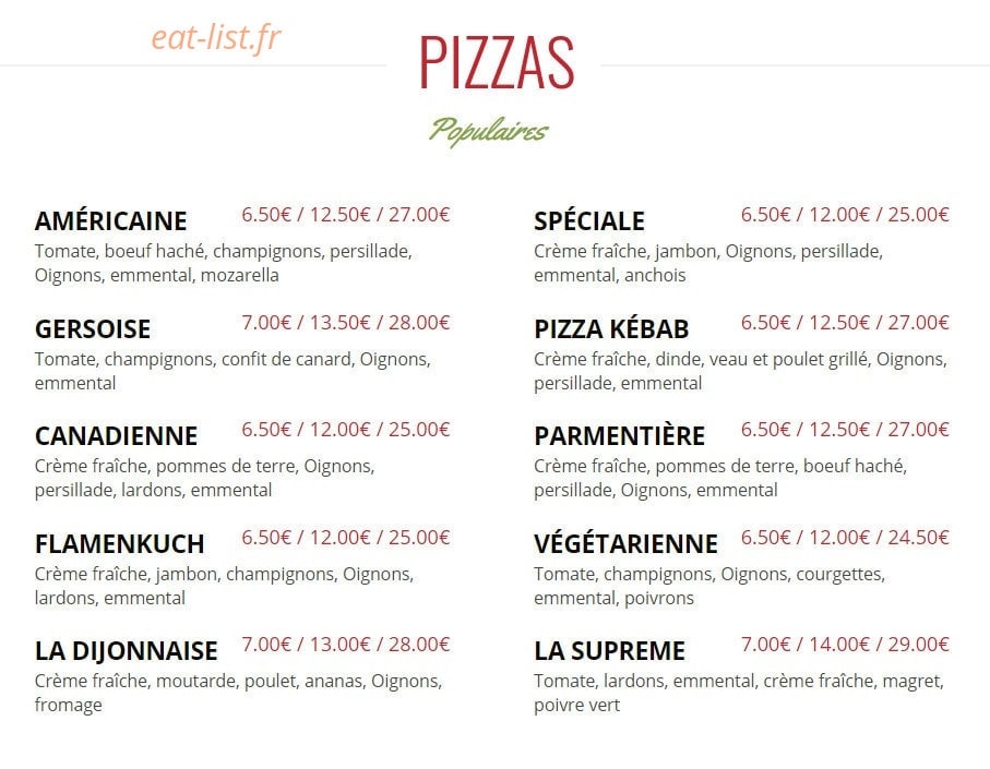 Pizza Gaeta — carte page 2
