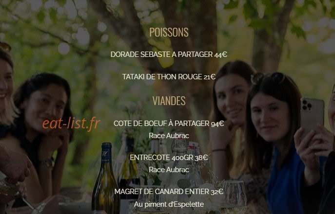 Restaurant d'En Fargou — carte page 2
