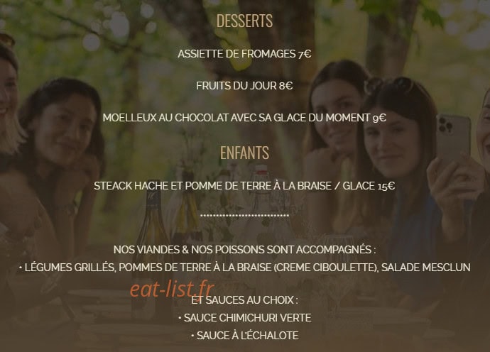 Restaurant d'En Fargou — carte page 30
