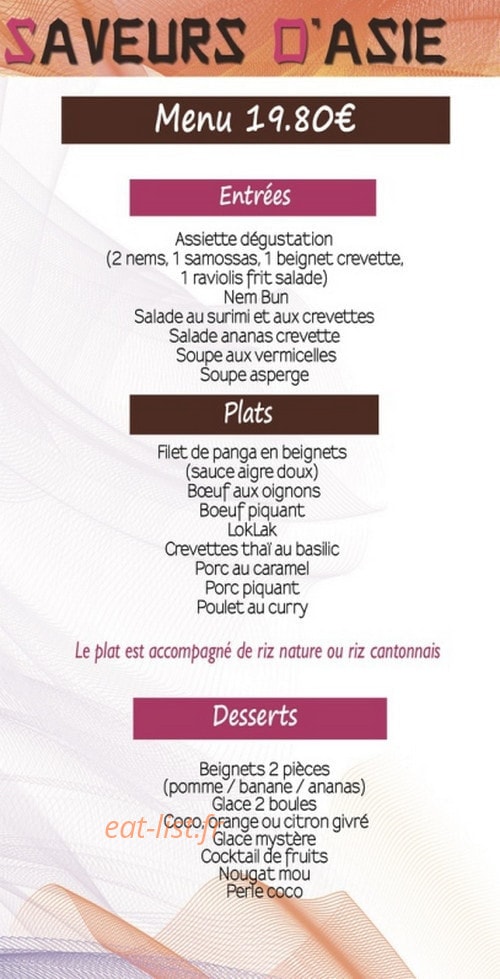 Saveurs d'Asie — carte page 5