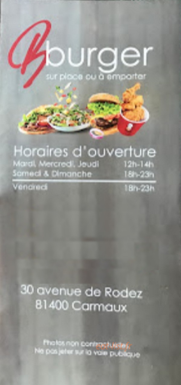 B.Burger — carte page 1