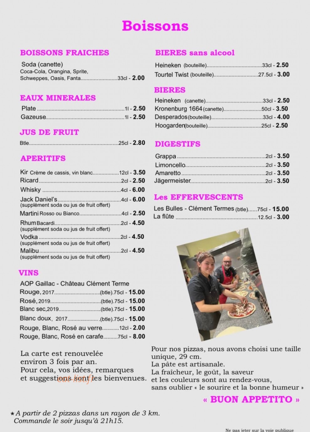 Pizza Bella — carte page 4