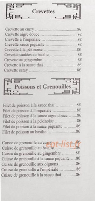 Restaurant Nuit d'Orient — carte page 2