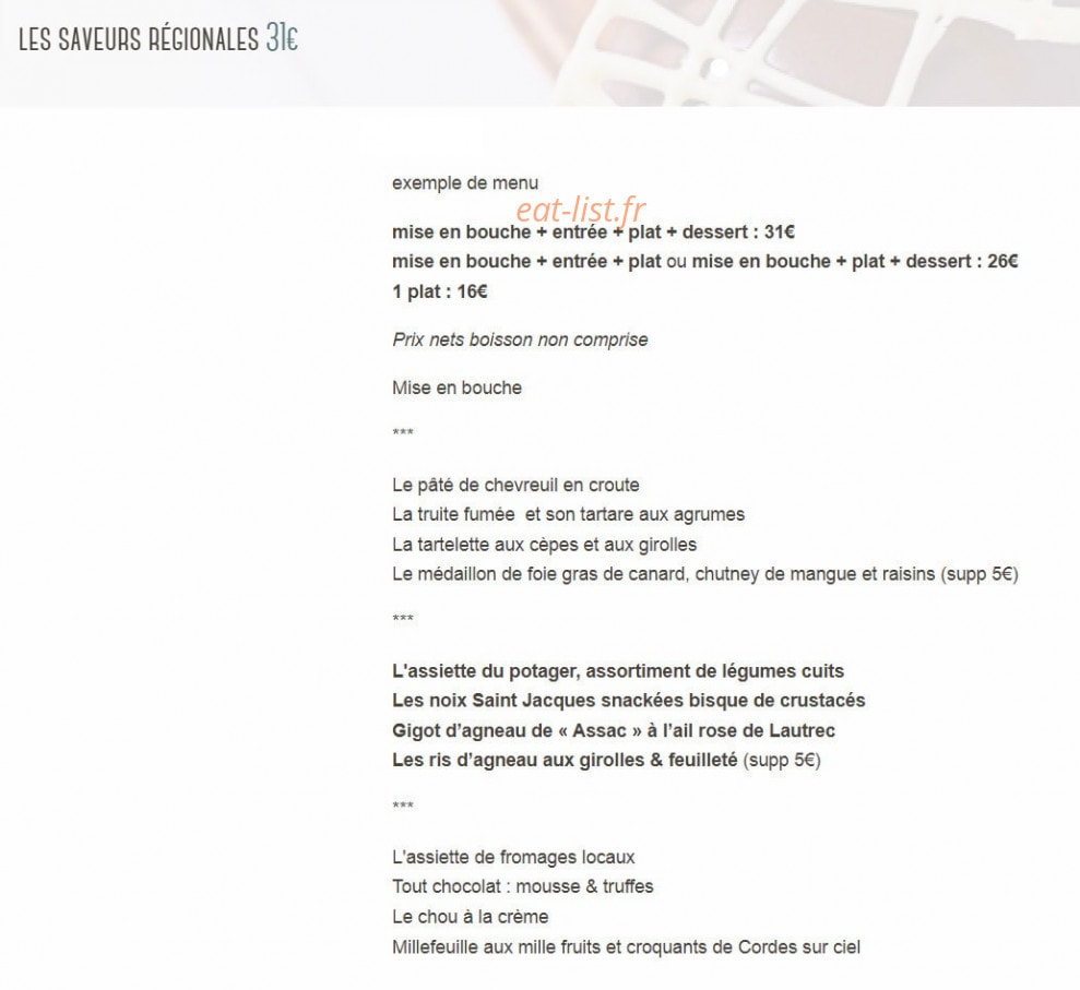Restaurant du Pont — carte page 1