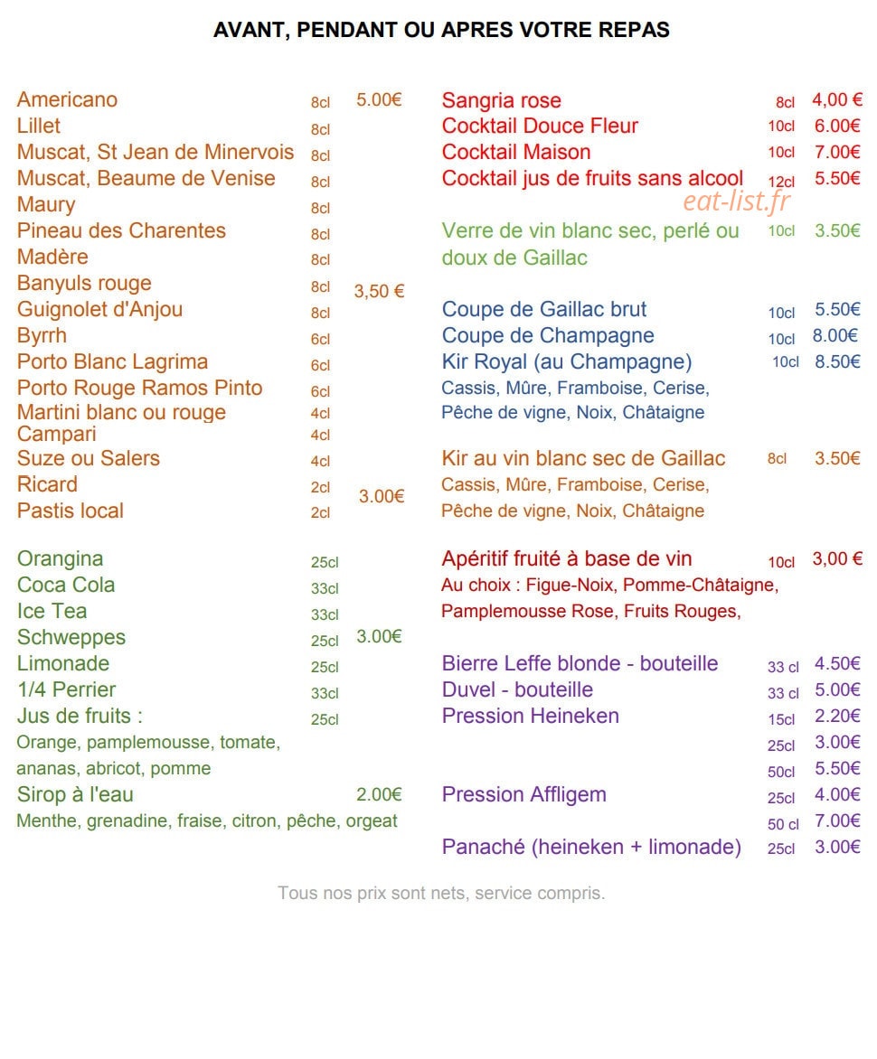Restaurant du Pont — carte page 6