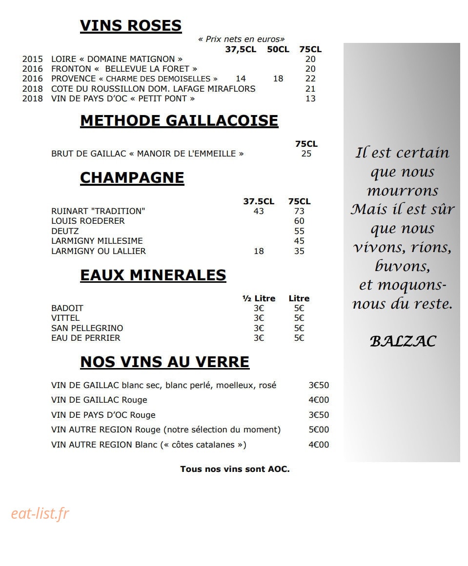 Restaurant du Pont — carte page 10