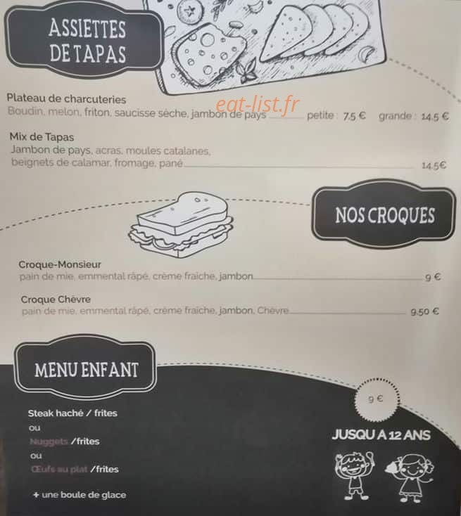 Carte et menu de Le Vieux Cabaret à Villefranche d'Albigeois — assiettes tapas et menu enfant