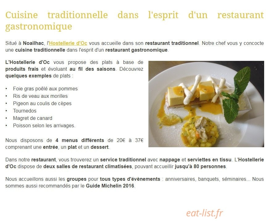 Hostellerie d'Oc — carte page 1