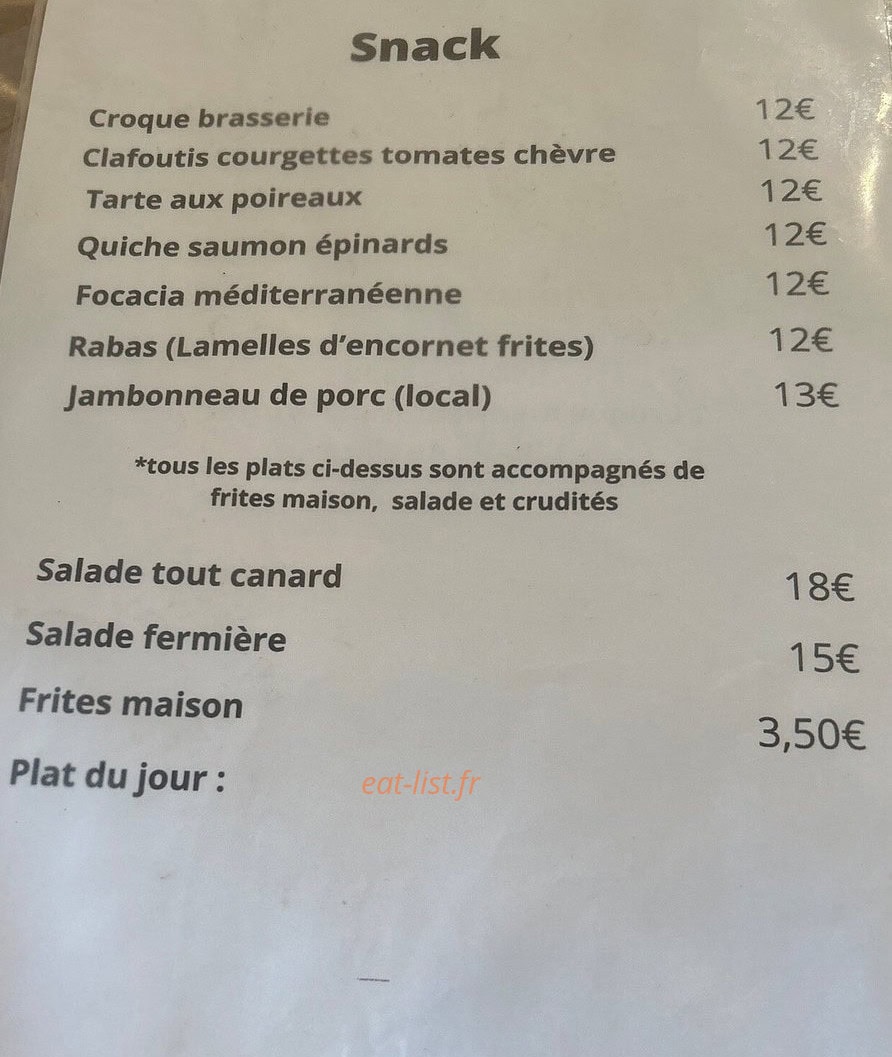 Bar Le Girou — carte page 1