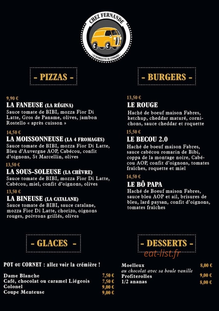 La Guinguette de Fernande — carte page 1