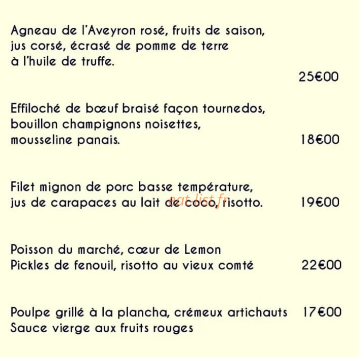 Le restaurant de la Halle — carte page 1