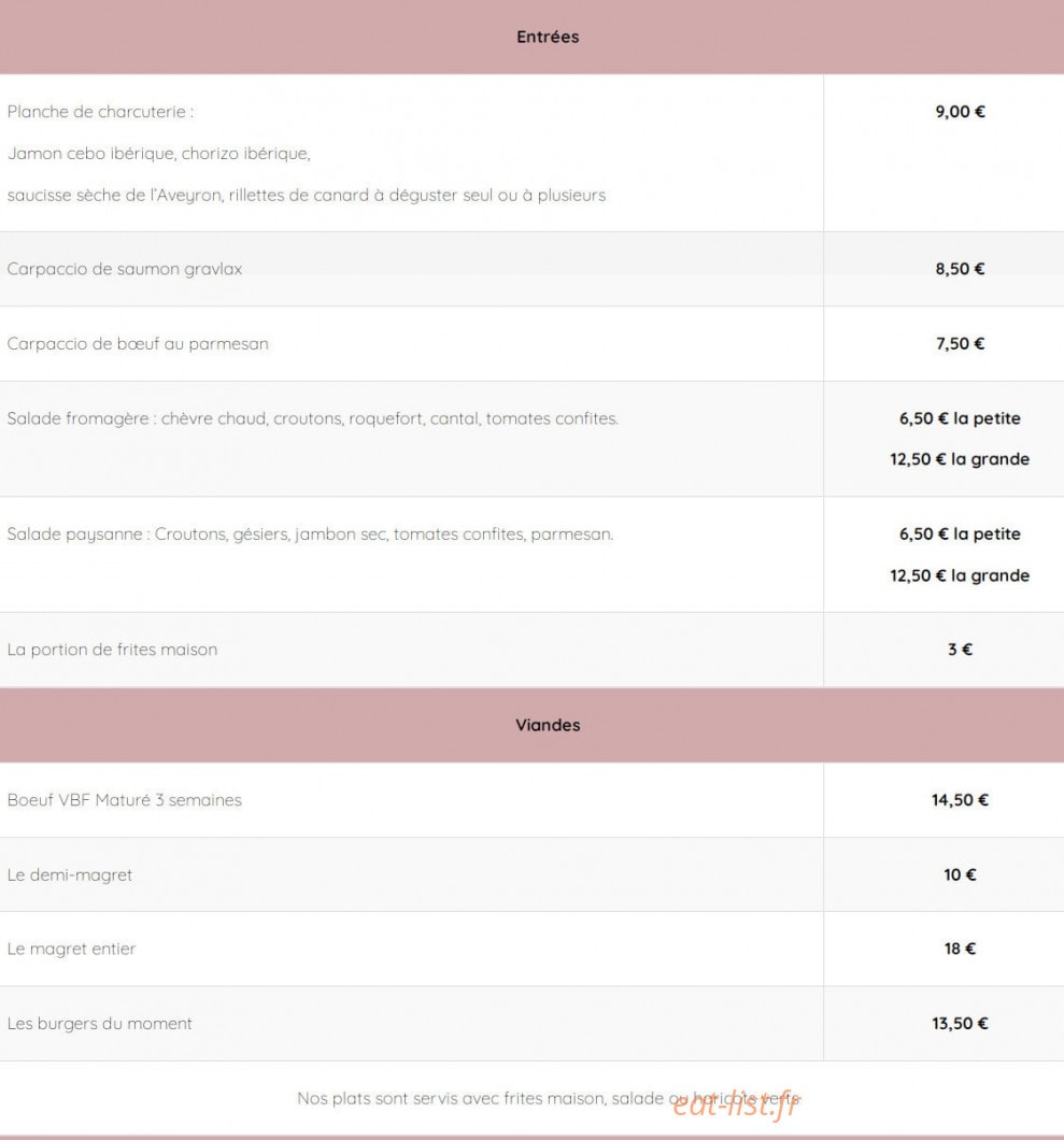 Ô Resto — carte page 1
