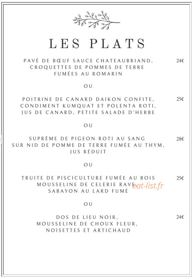 Ô2M Restaurant — carte page 2