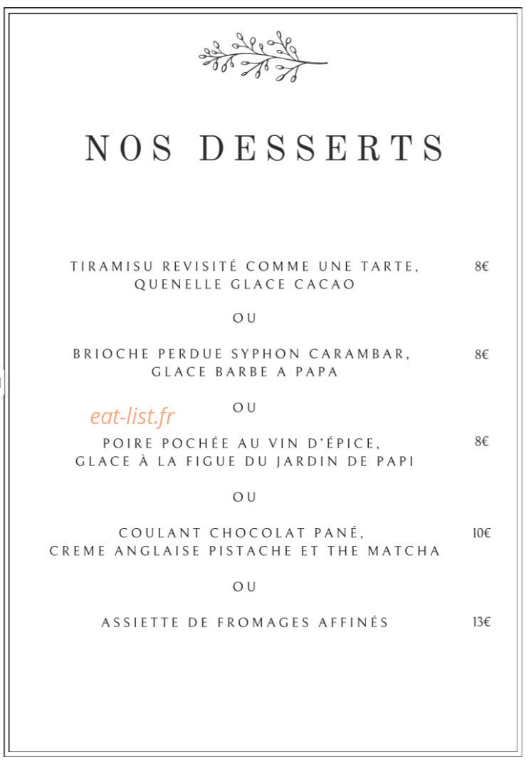Ô2M Restaurant — carte page 3