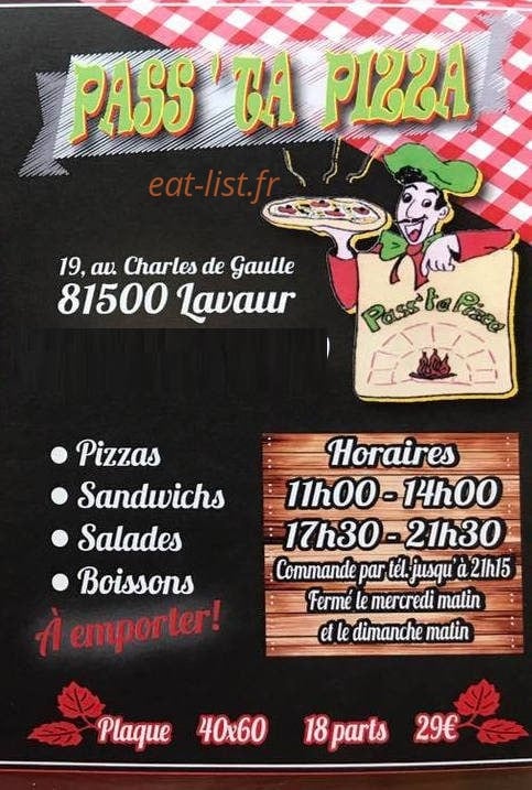 Pass'tapizza — carte page 1