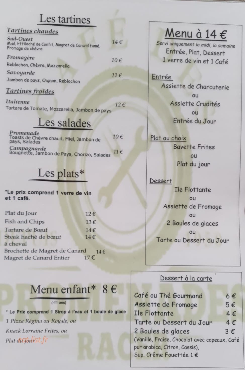 Café des Promenades — carte page 2
