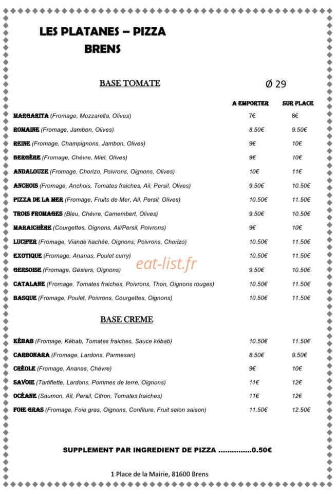 I Platani — carte page 1
