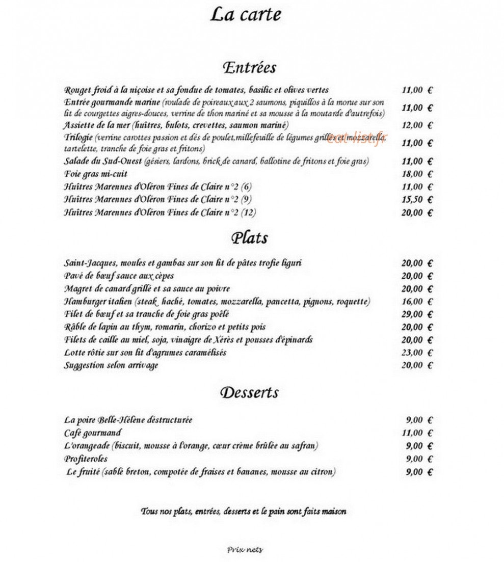 Au Fil des Saisons — carte page 1