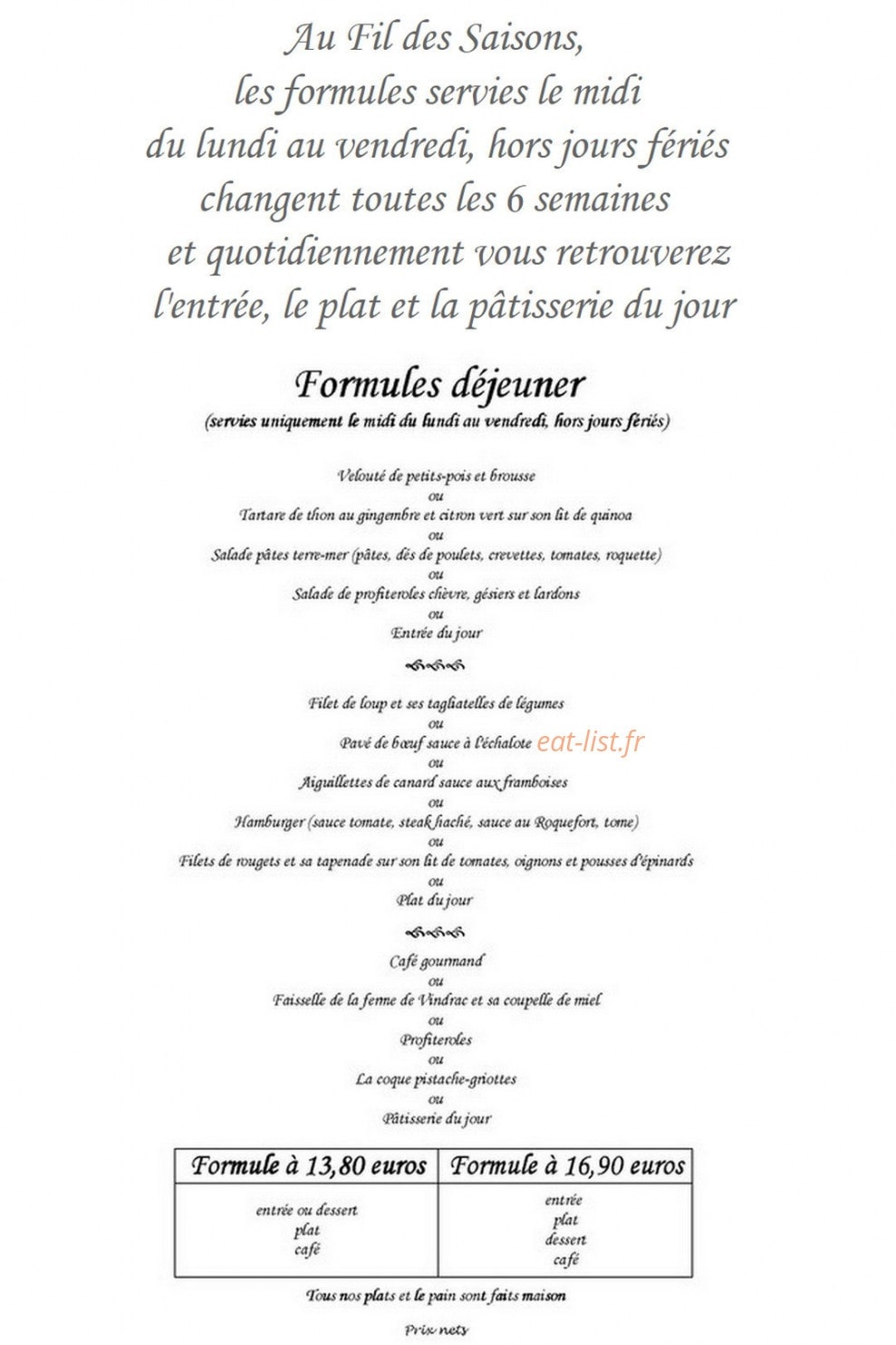 Au Fil des Saisons — carte page 3