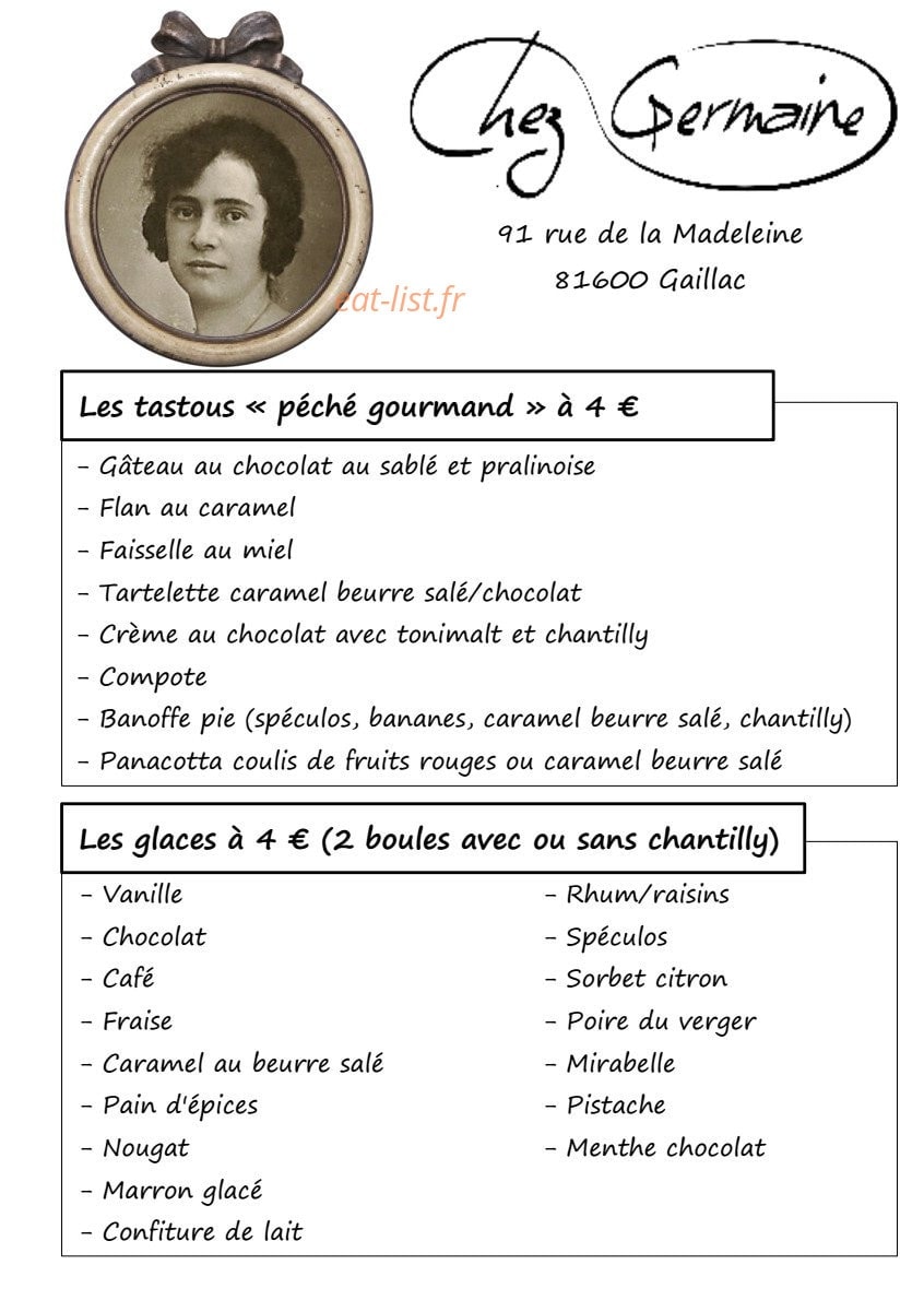 Chez Germaine — carte page 3