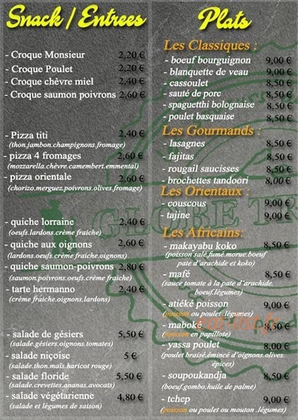 Globe Traiteur — carte page 2
