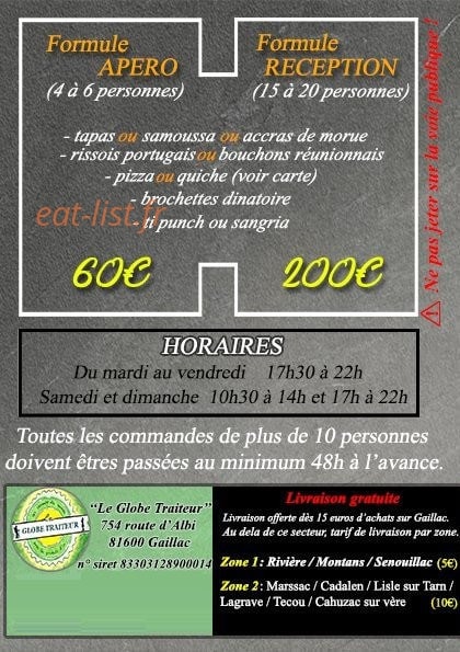 Globe Traiteur — carte page 4