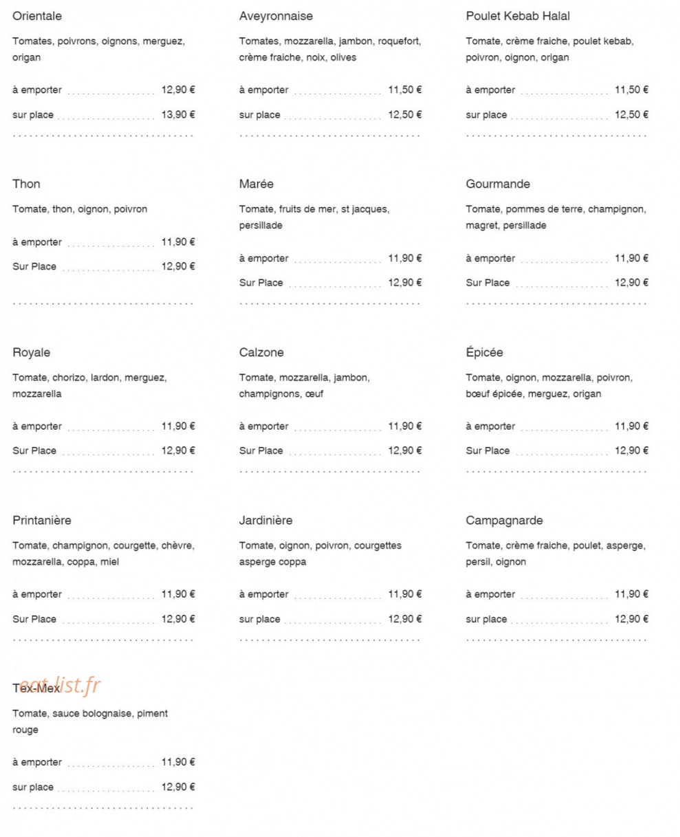 Imag'in Pizza — carte page 2