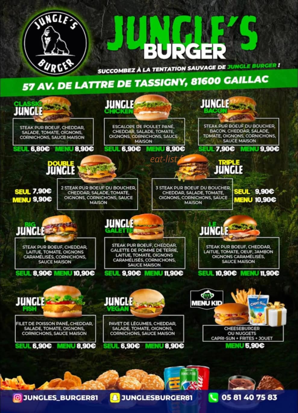 Jungles Burger — carte page 5