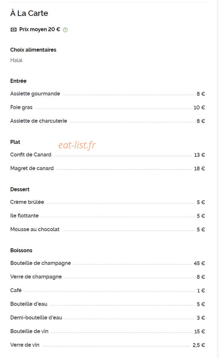La Bodega — carte page 1